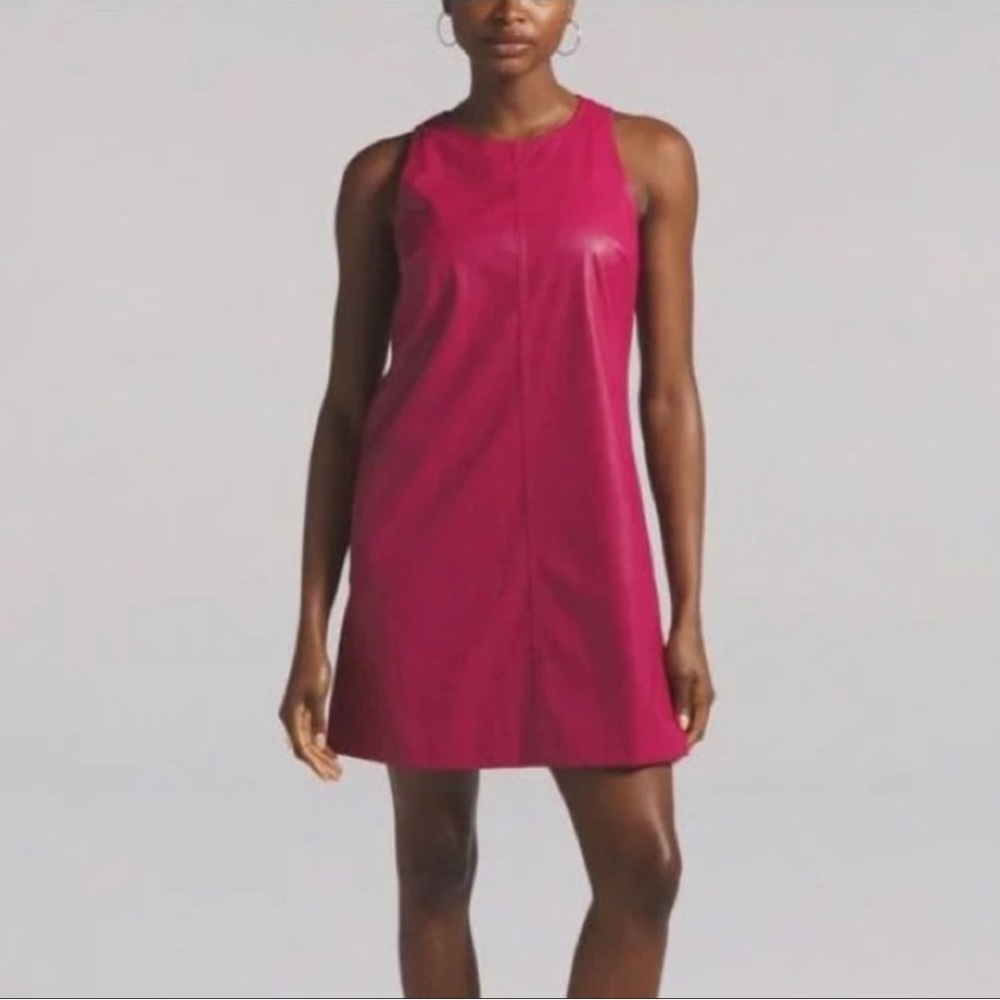 NWT J Crew Pink Faux Leather Shift Dress XL